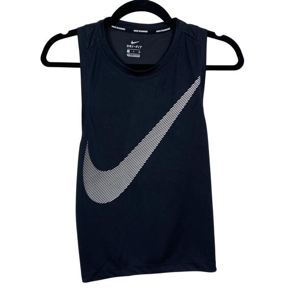 Nike Dry Tank City Core DriFit Sleeveless Black Small S Big Logo Graphic Crew - Picture 1 of 10